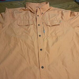 Field and Stream Mens Button Down Shirt Orange 2XL